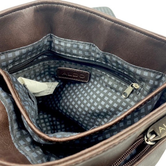 ALDO Crossbody Bag Brown Vegan Leather Equestrian Minimalist Classic Handbag - Picture 4 of 9